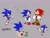 Size: 2048x1536 | Tagged: safe, artist:superguy551, knuckles the echidna, sonic the hedgehog, echidna, hedgehog, 2022, character name, classic knuckles, classic sonic, classic sonic (universe), clenched fists, duo, duo male, exclamation mark, flower, grey background, grin, hands up, looking at each other, looking at them, male, simple background, smile, standing