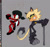 Size: 896x845 | Tagged: safe, artist:kit0ri, adrien agreste (miraculous), cat noir (miraculous), clothes, duo, frown, grey background, grin, holding something, leaning, looking at viewer, marinette dupain-cheng (miraculous), miraculous: tales of ladybug & cat noir, mobianified, pants, simple background, smile, smiling at viewer