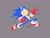 Size: 2048x1536 | Tagged: safe, artist:superguy551, sonic the hedgehog, 2021, alternate gloves, christmas, english text, grey background, looking at viewer, male, red gloves, running, simple background, smile, solo, v sign