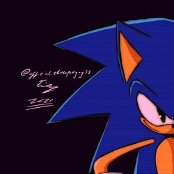 Size: 2048x2048 | Tagged: safe, artist:superguy551, sonic the hedgehog, 2021, looking at viewer, male, simple background, smile, solo
