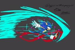 Size: 2048x1382 | Tagged: safe, artist:superguy551, sonic the hedgehog, sonic frontiers, 2021, from side, male, running, simple background, solo
