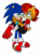 Size: 3024x4032 | Tagged: safe, artist:nerdy-boi-mochi-1998, sally acorn, sonic the hedgehog, chipmunk, hedgehog, 2024, archie sonic the hedgehog, carrying them, duo, female, grin, hand on another's face, looking at each other, male, sally x sonic, sally's ringblader outfit, scarf, shipping, smile, smiling at viewer, standing, straight, transparent background
