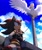 Size: 1708x2048 | Tagged: safe, artist:brushteethjaxx, maria robotnik, shadow the hedgehog, hedgehog, human, 2026, angel, angel wings, clouds, daytime, duo, female, from below, halo, looking at each other, looking at them, looking down, looking down at them, looking up, looking up at them, male, maria x shadow, outdoors, shipping, sitting, straight, sun, wings