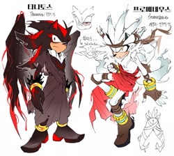 Size: 2048x1839 | Tagged: safe, artist:_gott0008, shadow the hedgehog, silver the hedgehog, 2026, character name, duo, male, simple background, standing, white background, wings