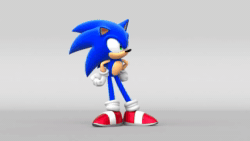 Size: 1280x720 | Tagged: safe, artist:noob_b3d, sonic the hedgehog, 2024, 3d, animated, grey background, male, running, simple background, smile, solo, standing, webm