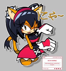 Size: 978x1048 | Tagged: safe, artist:adriwindgb, honey the cat, cat, english text, female, grey background, looking at viewer, simple background, smile, solo, standing, tongue out