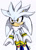 Size: 500x699 | Tagged: safe, artist:qwisse, silver the hedgehog, hedgehog, 2012, frown, looking offscreen, male, signature, simple background, solo, standing, traditional media, white background