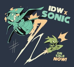 Size: 1177x1063 | Tagged: safe, artist:thomas_rsvd, jet the hawk, sonic the hedgehog, bird, 2024, blue background, duo, english text, extreme gear, frown, hawk, limited palette, looking at them, male, mouth open, simple background, sonic riders, sonic the hedgehog (idw), standing