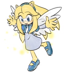 Size: 800x959 | Tagged: safe, artist:marimo838, maria robotnik, hedgehog, mobianified, mouth open, simple background, smile, solo, white background, wings