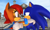 Size: 1280x772 | Tagged: safe, artist:cirs5sonic, artist:desperative, artist:sab64, sally acorn, sonic the hedgehog, chipmunk, hedgehog, 2021, 3d, bridge, building, daytime, duo, female, hands on another's shoulders, looking at each other, male, sally x sonic, sally's ringblader outfit, shipping, smile, smiling at each other, soleanna, source filmmaker, straight
