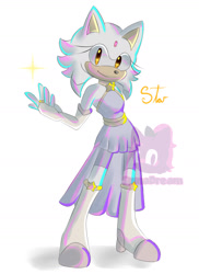 Size: 1029x1416 | Tagged: safe, artist:sirinadream, oc, oc:star the hedgehog (sirinadream), hedgehog, 2026, artist name, character name, clothes, dress, english text, fankid, female, fully clothed, looking at viewer, parent:blaze, parent:silver, parents:silvaze, pose, ring (jewelry), shoes, smile, smiling at viewer, solo, standing, watermark