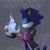 Size: 1080x1080 | Tagged: safe, artist:sirinadream, oc, oc:blue the cat (sirinadream), cat, 2026, abstract background, artist name, clothes, coat, crying, english text, eyes closed, fankid, flame, male, pants, parent:blaze, parent:silver, parents:silvaze, pose, solo, standing, tears, watermark