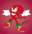 Size: 2784x3042 | Tagged: safe, artist:aso-designer, knuckles the echidna, echidna, alternate version, looking at viewer, male, pose, red background, simple background, smile, smiling at viewer, solo