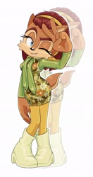 Size: 1082x2048 | Tagged: safe, artist:jadepesky, sally acorn, alternate outfit, alternate shoes
