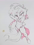 Size: 3024x4032 | Tagged: safe, artist:adam bryce thomas, sally acorn, chipmunk, cosplay, female, mobian, sketch, solo, star wars, watermark, white background