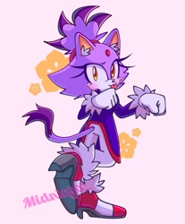 Size: 1697x2048 | Tagged: safe, artist:artangelo381341, blaze the cat, cat, artist name, blaze's tailcoat, blazebetes, blushing, clothes, dress, english text, female, looking at viewer, looking back, looking back at viewer, pose, solo, tongue, tongue out, watermark