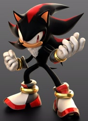 Size: 1492x2047 | Tagged: safe, artist:dokatzo, artist:garbonzobeanguy, shadow the hedgehog, hedgehog, 2026, 3d, chest fluff, gradient background, looking at viewer, male, solo, standing