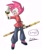 Size: 1247x1500 | Tagged: safe, artist:superguy551, amy rose, hedgehog, 2026, alternate outfit, alternate shoes, chinese clothes, commission, female, hand up, holding something, mouth open, pants, shirt, simple background, smile, solo, standing, white background