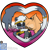 Size: 1894x1945 | Tagged: safe, artist:ftwk_comic, tangle the lemur, whisper the wolf, lemur, wolf, 2026, alternate outfit, clothes, duo, eyes closed, female, happy, heart, hugging, lesbian, qr code, shipping, signature, simple background, smile, sticker design, tangle x whisper, transparent background