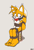 Size: 419x610 | Tagged: safe, artist:vagabondwolves, miles "tails" prower, fox, 2022, ball gag, barefoot, battery, bondage, chair, chubby, flat colors, gagged, grey background, looking down, male, rope, saliva, scuff mark, signature, simple background, sitting, solo, sweat, sweatdrop, tied up, wire