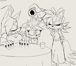 Size: 2048x1781 | Tagged: safe, artist:fartist2020, fiona fox, tangle the lemur, whisper the wolf, pouring, water