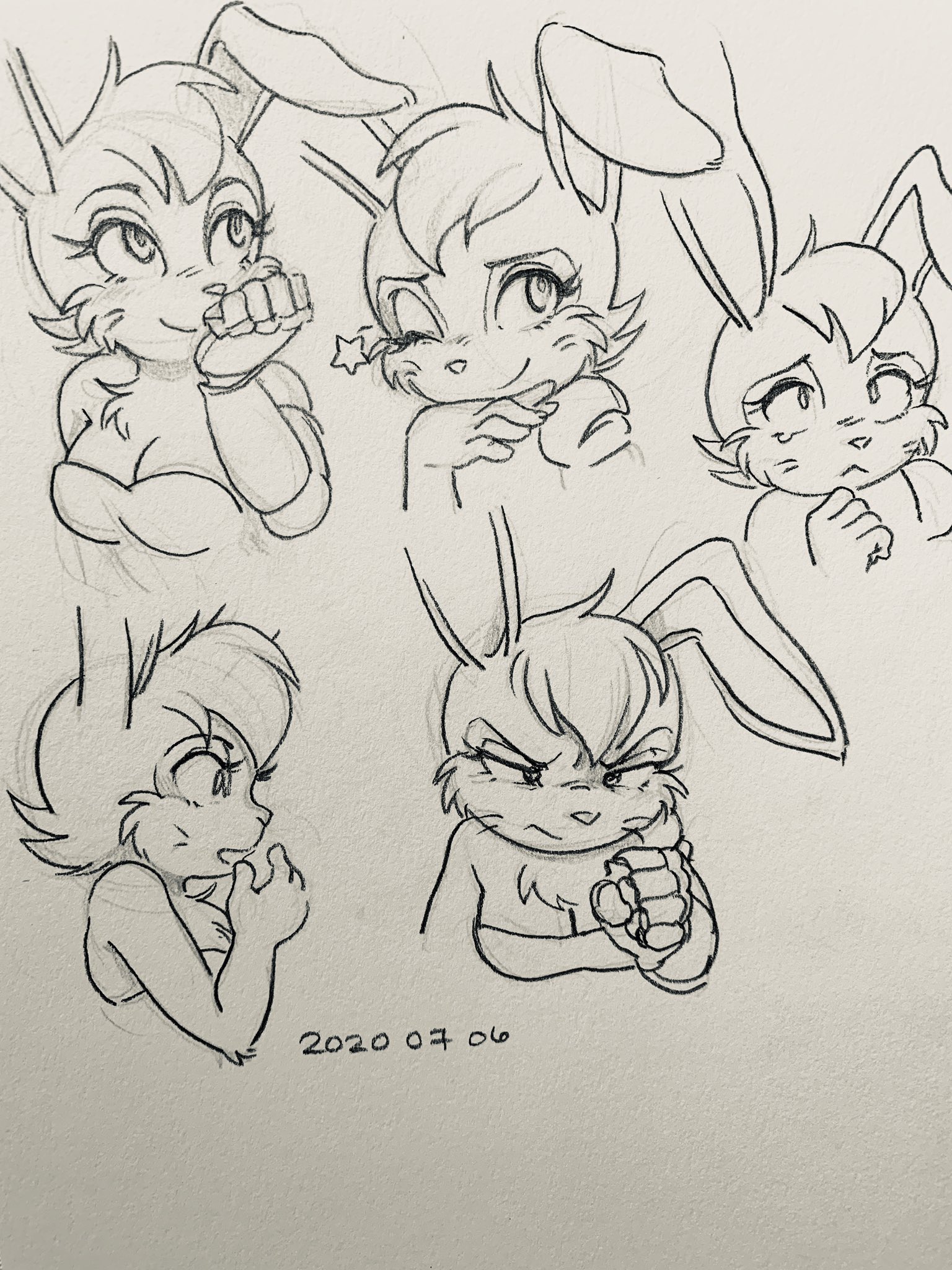 441 - safe, artist:roboticised, bunnie rabbot, expression sheet, wink -  art.mobius.social