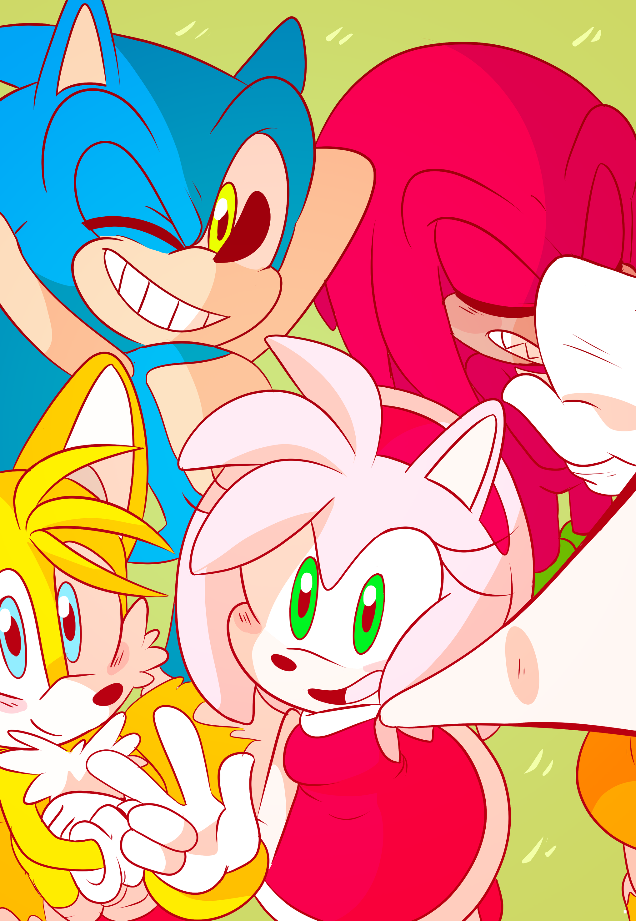 274695 - safe, artist:drawloverlala, amy rose (sonic), knuckles the echidna  (sonic), miles tails prower (sonic), princess sally acorn (sonic), sonic  the hedgehog (sonic), canine, chipmunk, echidna, fox, hedgehog, mammal,  monotreme, red fox