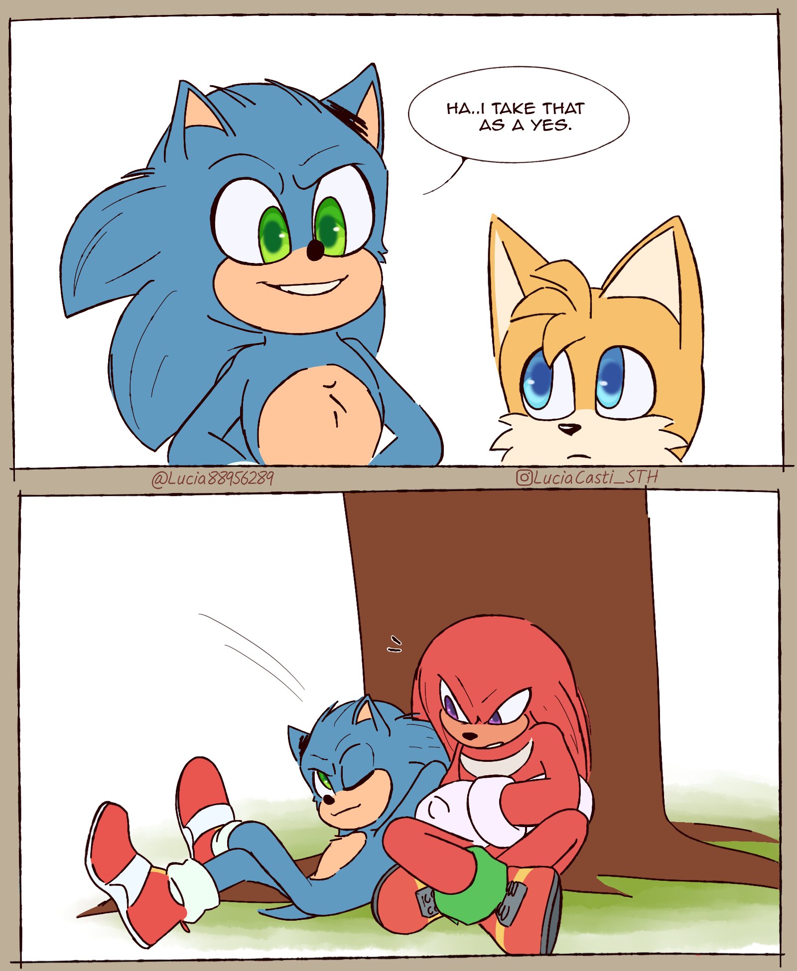 249746 - safe, artist:lucia88956289, classic sonic, knuckles the
