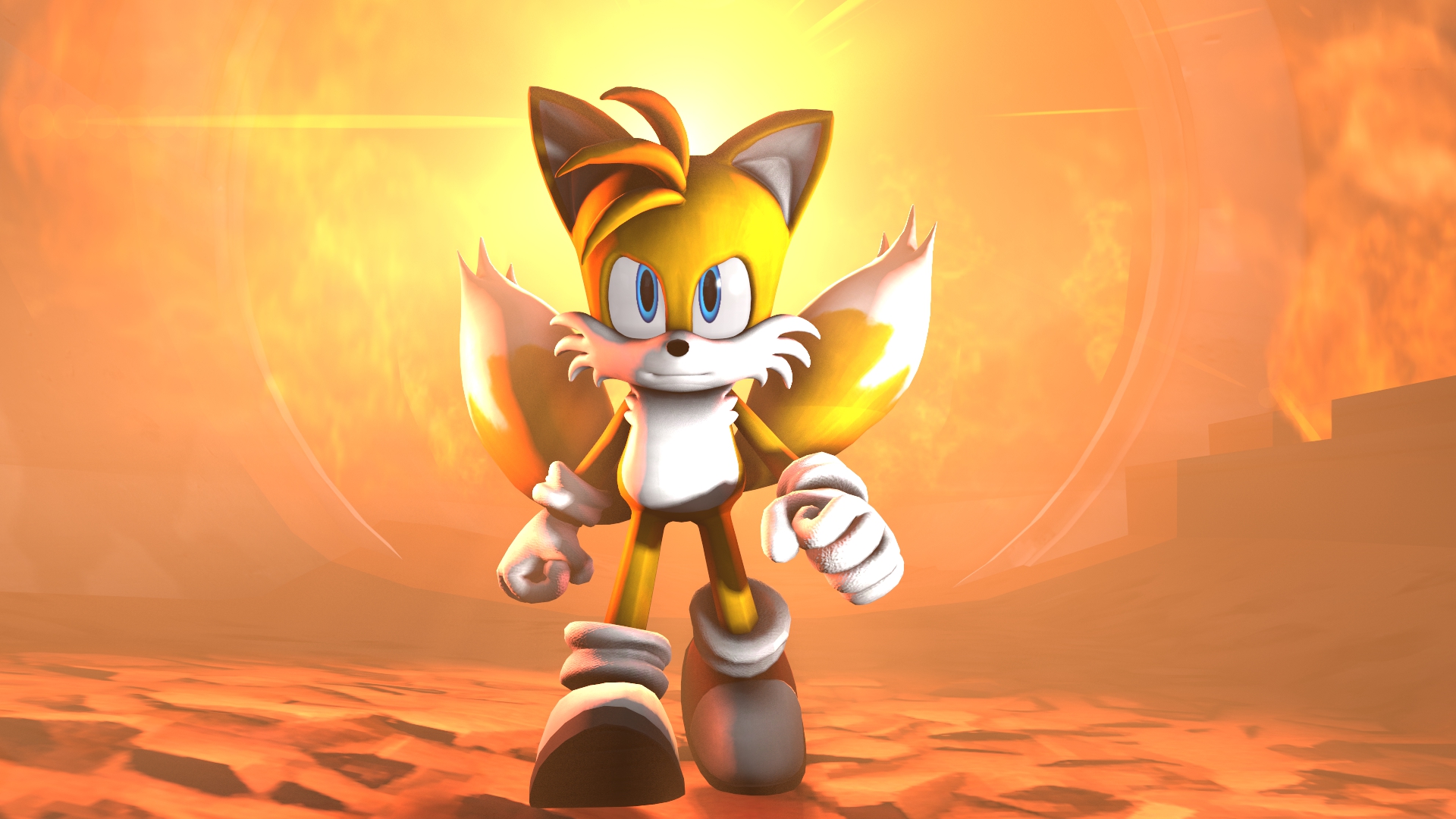 15947 - safe, artist:gazimondefense, metal sonic, miles tails prower, super  tails, 2020, black sclera, clouds, duo, electricity, fight, fire, flying,  glowing eyes, looking at each other, outdoors, outline, robot, spinning  tails, super