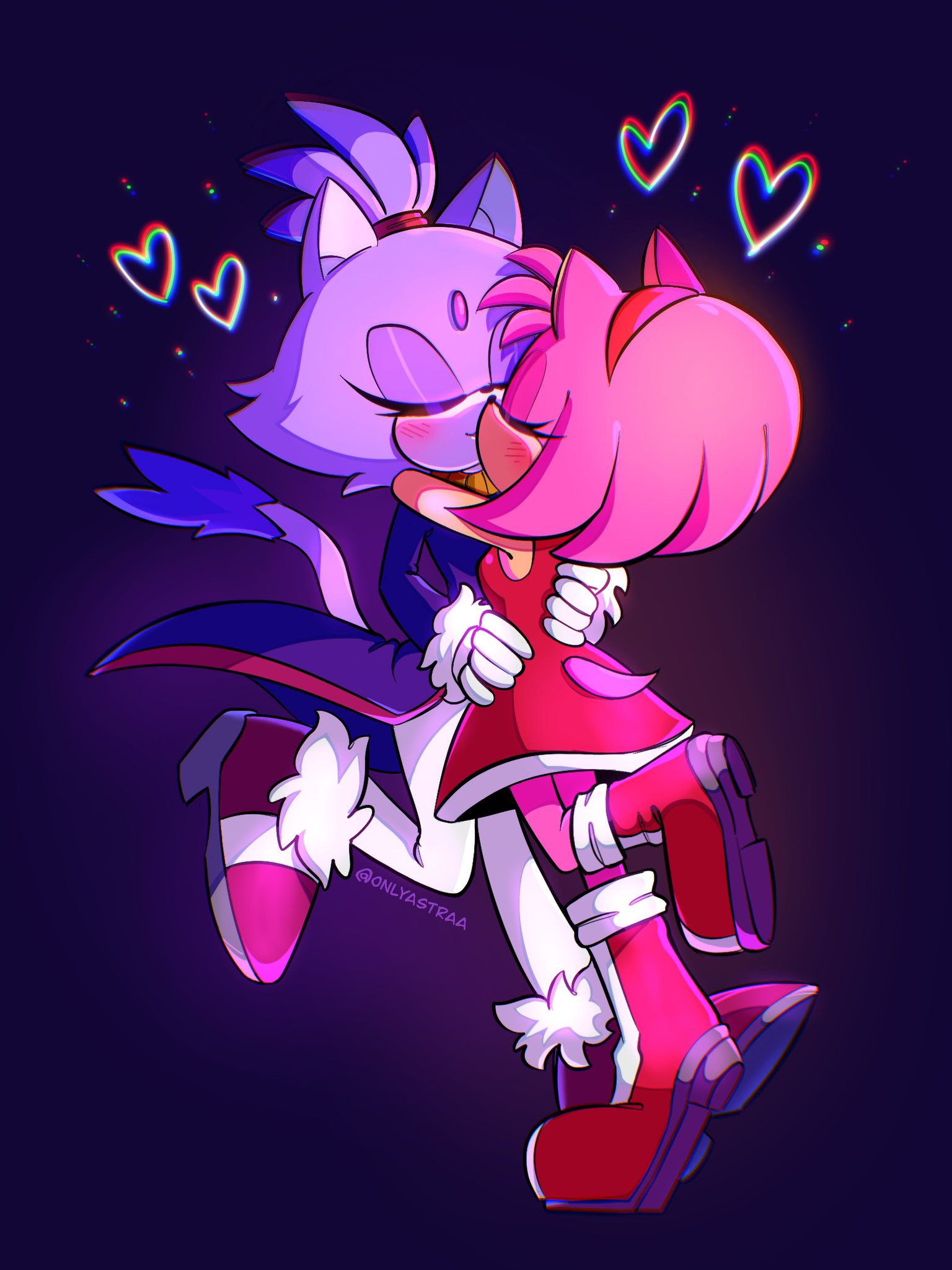 165556 - safe, artist:mobianjelly, amy rose (sonic), blaze the cat