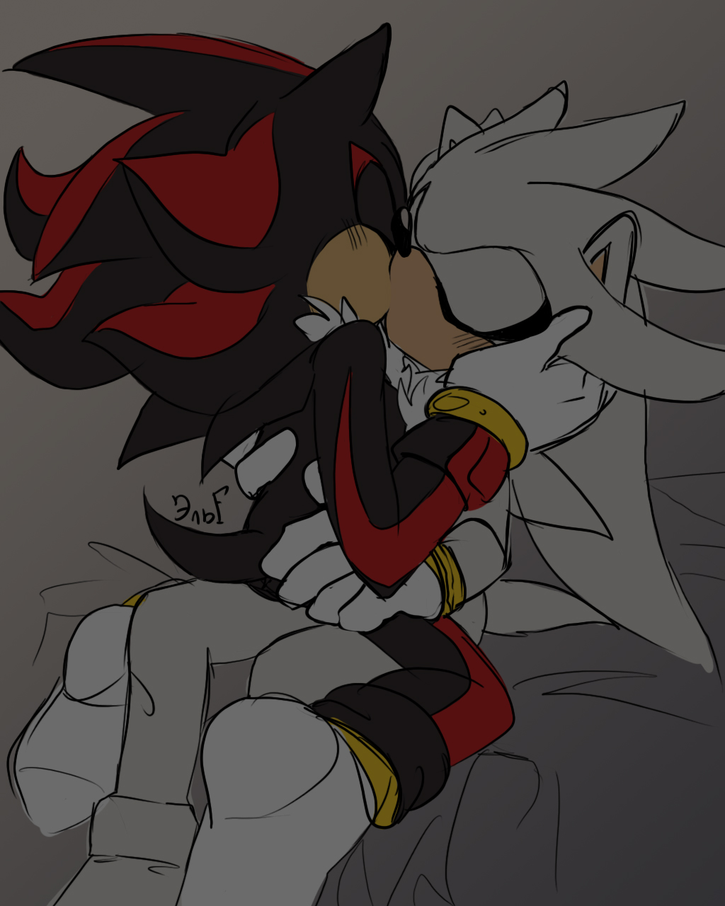 21902 - safe, artist:fug-bug, shadow the hedgehog (sonic), silver the  hedgehog (sonic), sonic the hedgehog (sonic), hedgehog, mammal, anthro,  sega, sonic the hedgehog (series), 2020, abstract background, amber eyes,  black fur, blue