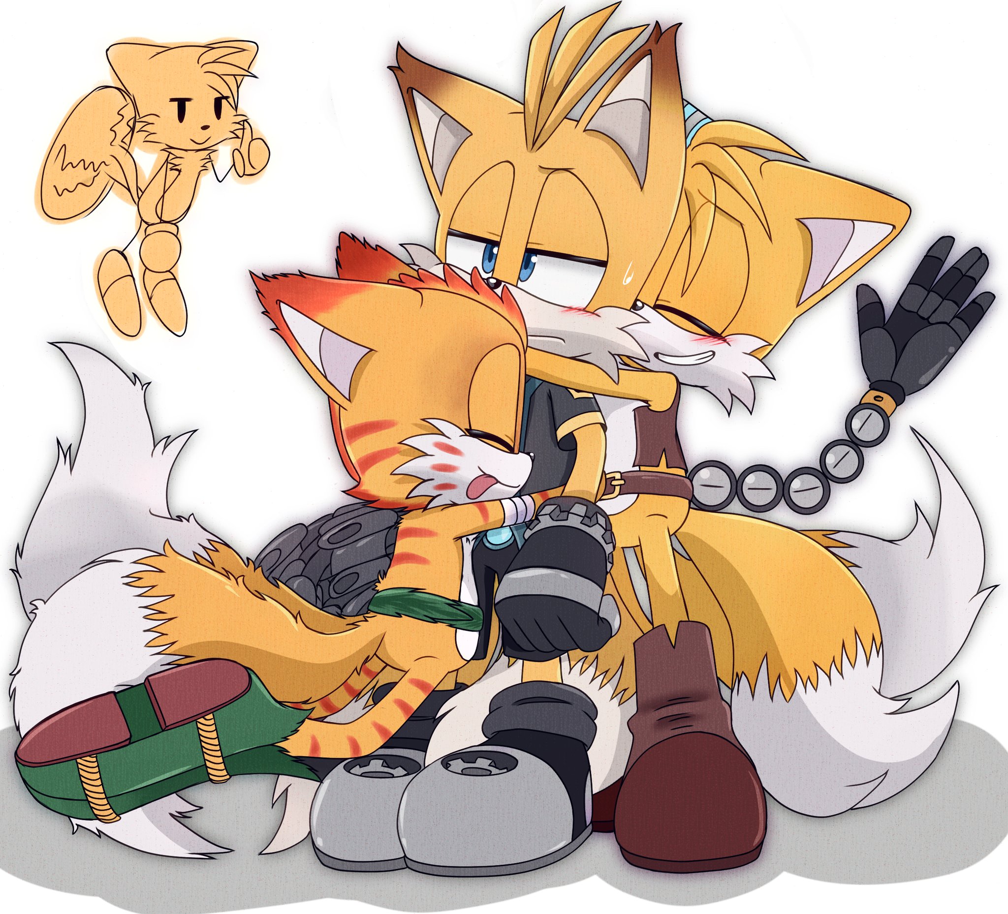 X 上的MugiMikey  Commissions Closed!：「My fanart submission of Super Sonic  and Super Tails for @TheEmuEmi's Sonic & Tails R series!   / X