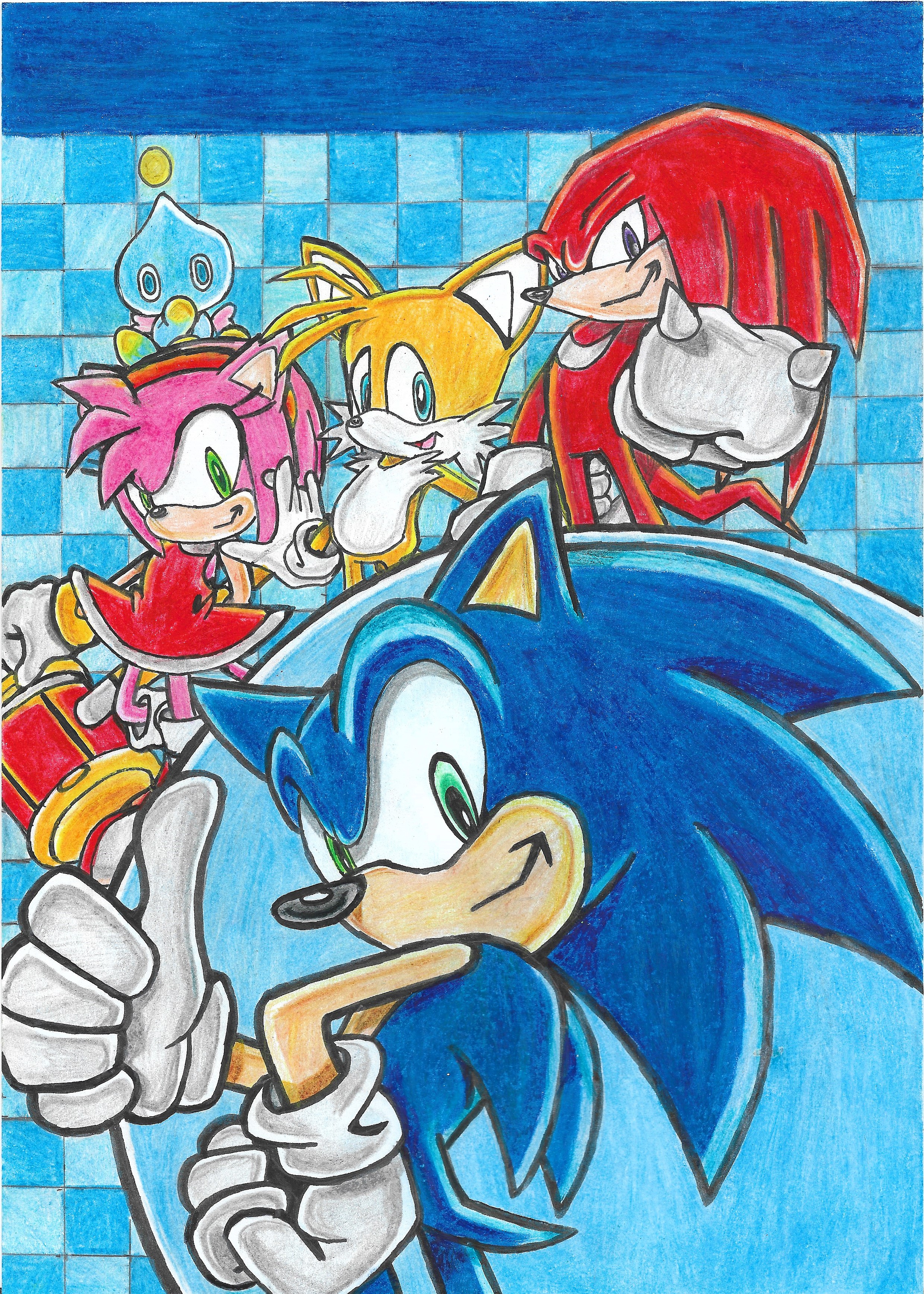 249746 - safe, artist:lucia88956289, classic sonic, knuckles the echidna  (sonic), miles tails prower (sonic), sonic the hedgehog (sonic), sega,  sonic the hedgehog (series), classic amy, classic knuckles, classic tails,  hyper knuckles, super