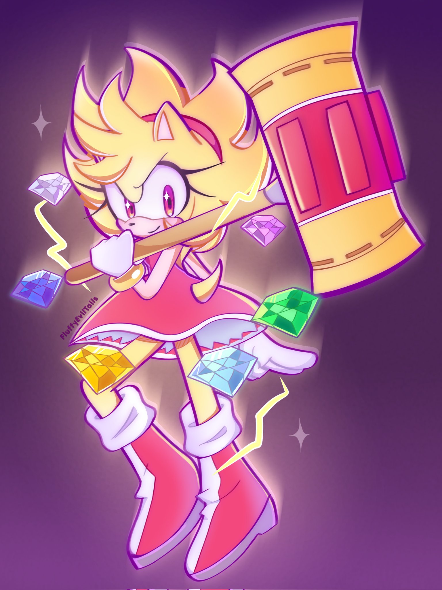 26670 - safe, artist:fluffyeviltails, amy rose, 2024, chaos