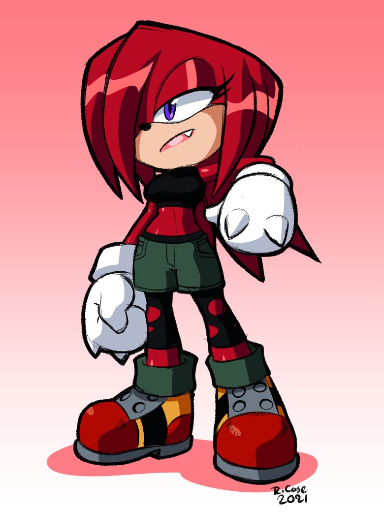 2657 safe, artistrcase, knuckles the echidna, female, gender swap, hair over one eye, one