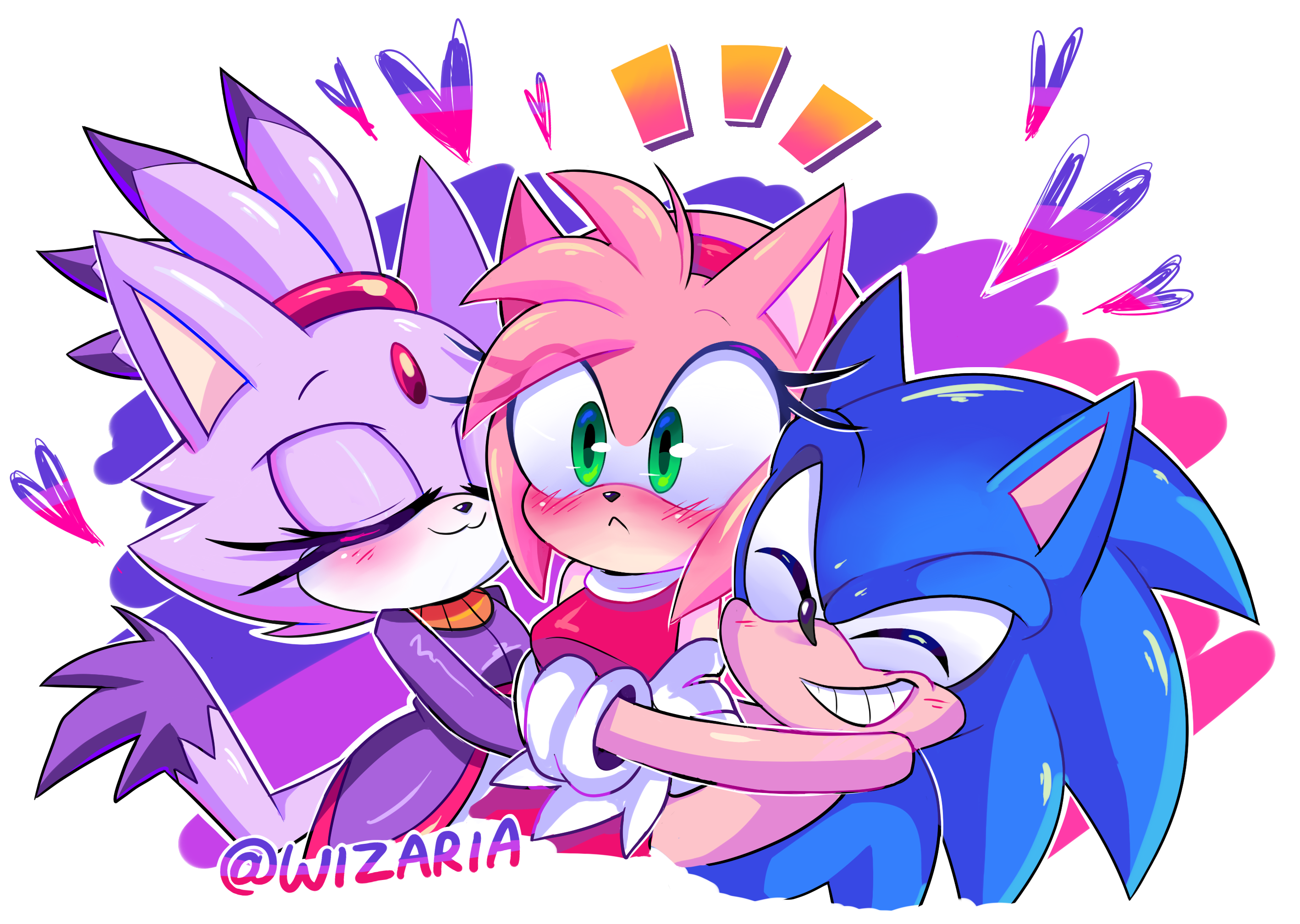 2864 Safe Artistwizaria Amy Rose Blaze The Cat Sonic The