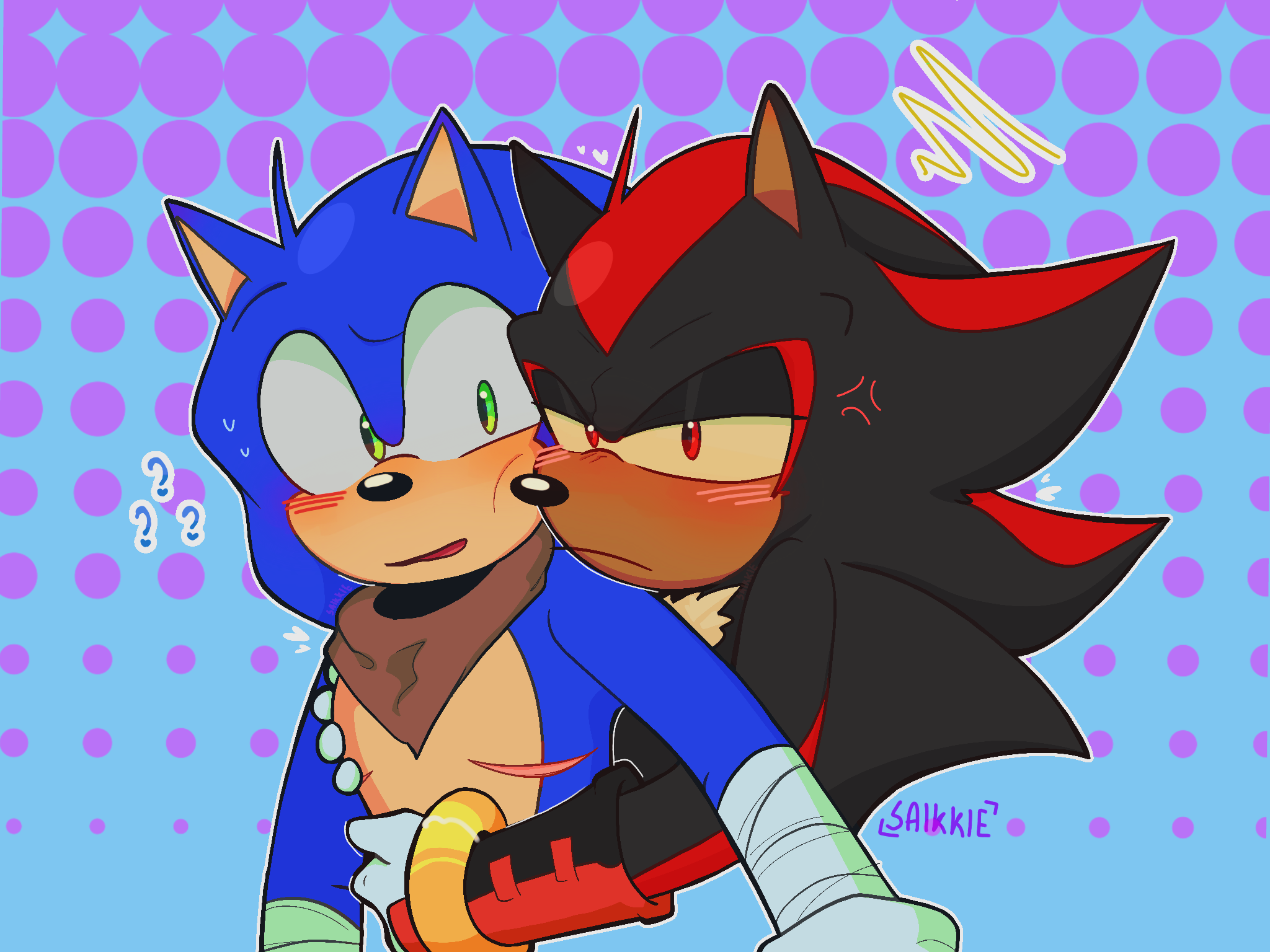 17293 - safe, artist:saikkie, shadow the hedgehog, sonic the hedgehog 