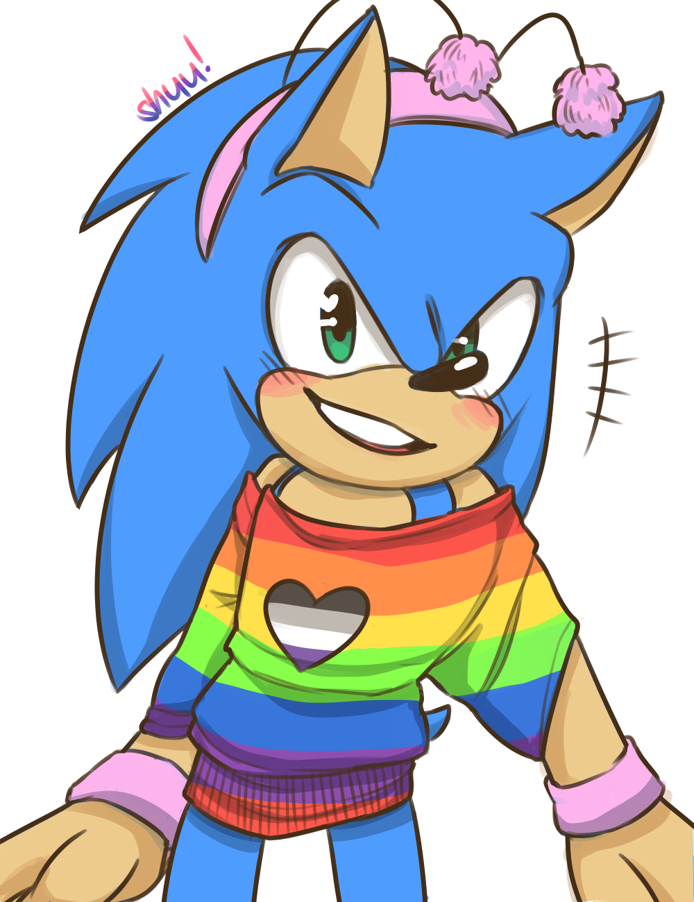 10331 Safe Artistalittlebitfast Sonic The Hedgehog Hedgehog Ace Asexual Pride Blushing 0147
