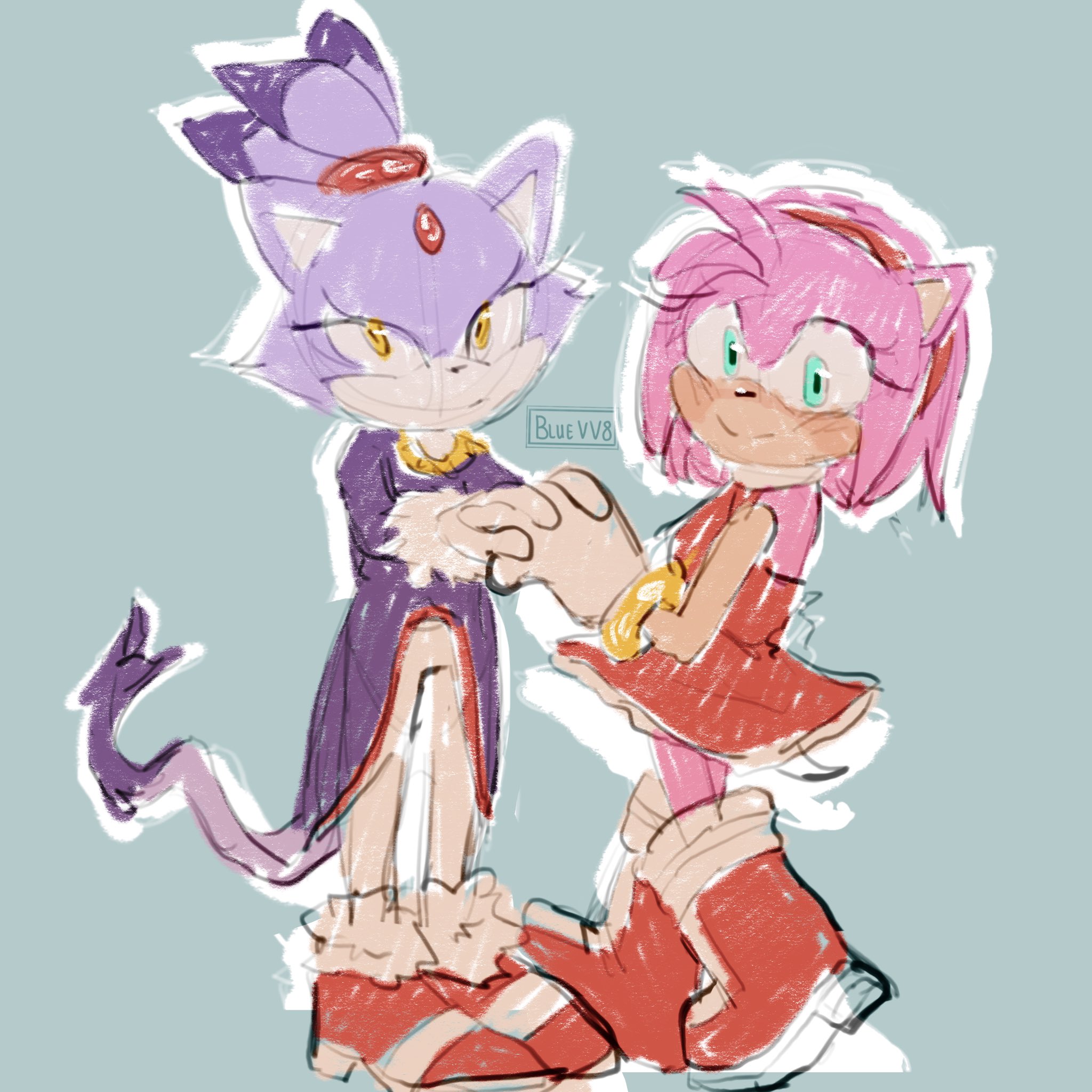 13144 Safe Artistbluecyannsfw Amy Rose Blaze The Cat Cat Hedgehog 2023 Amys 6855